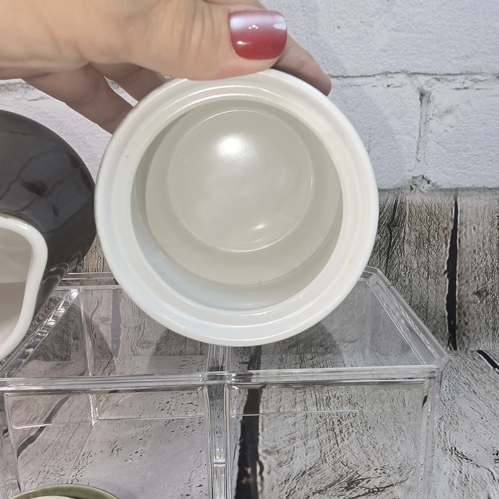 VINTAGE MID CENTURY MODERN CREAM AND SUGAR BOWL DARK JADE GREEN FROM JAPAN EUC